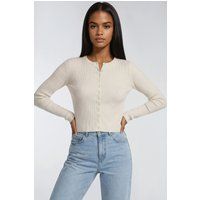 Schmal geschnittener Rippstrick-Cardigan