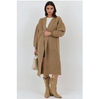Strukturierter Rippstrick-Midi-Cardigan