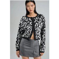 Jacquard-Strickjacke mit Leopardenmuster