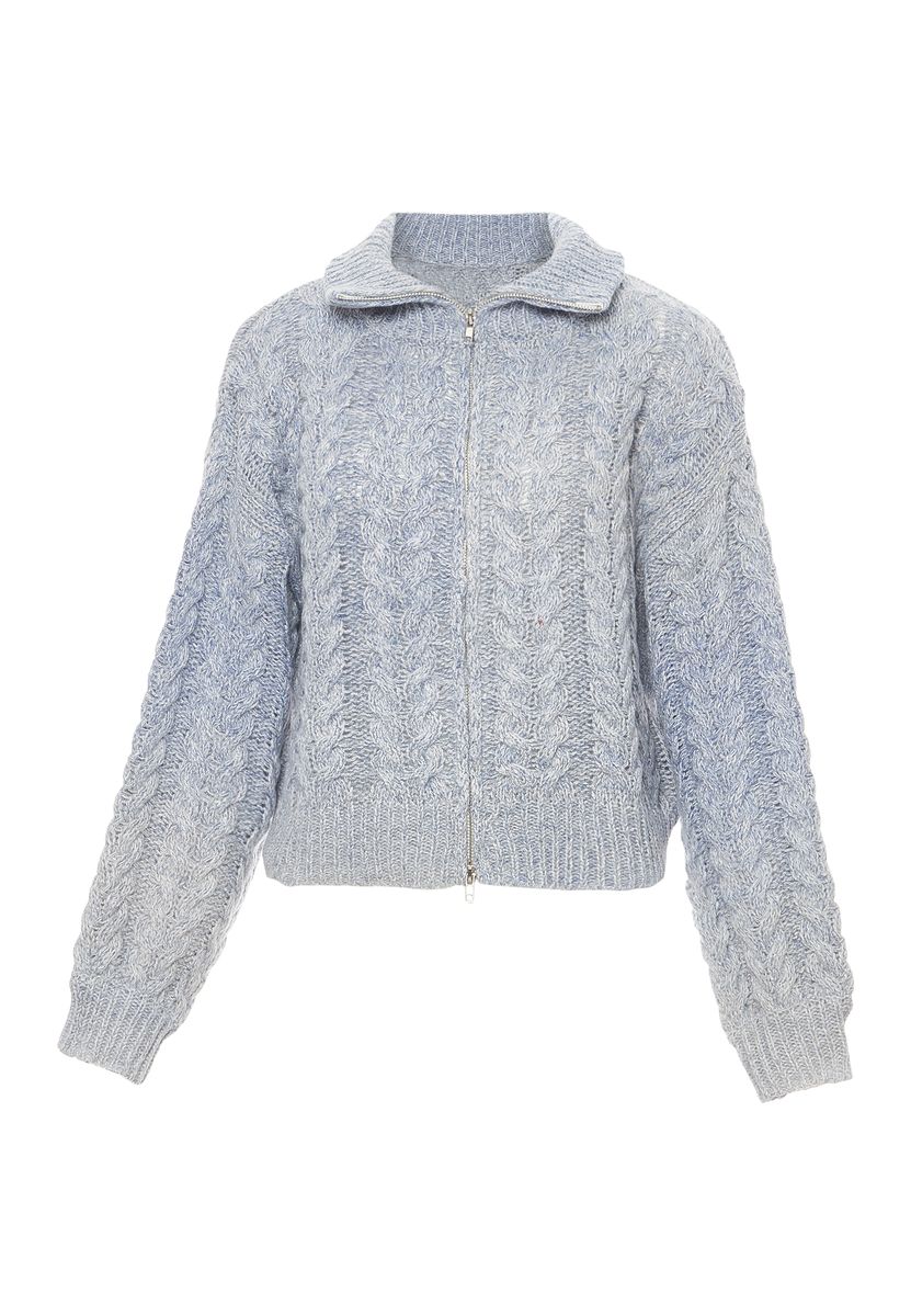 Zopfstrickjacke mit Reißverschluss
