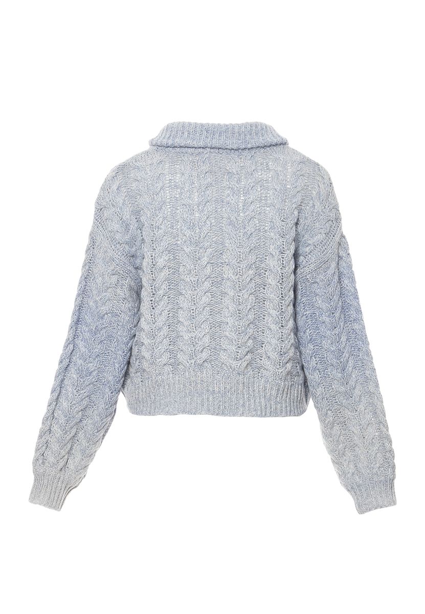 Zopfstrickjacke mit Reißverschluss