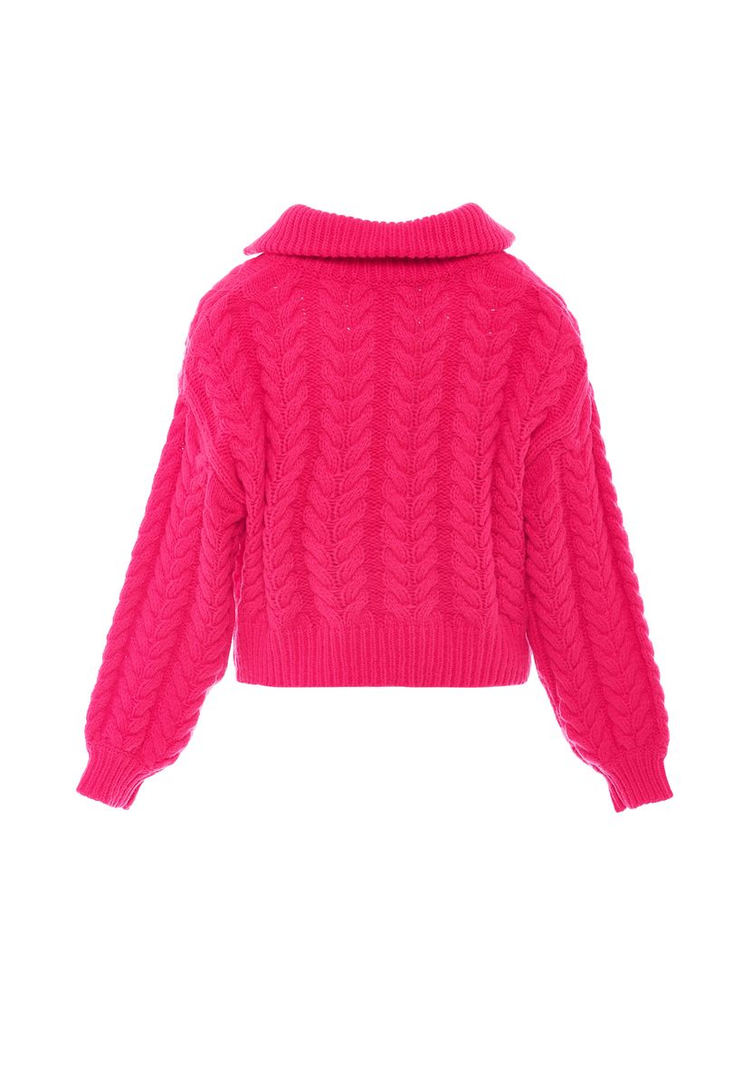Kurze Zopfstrickjacke mit Reißverschluss