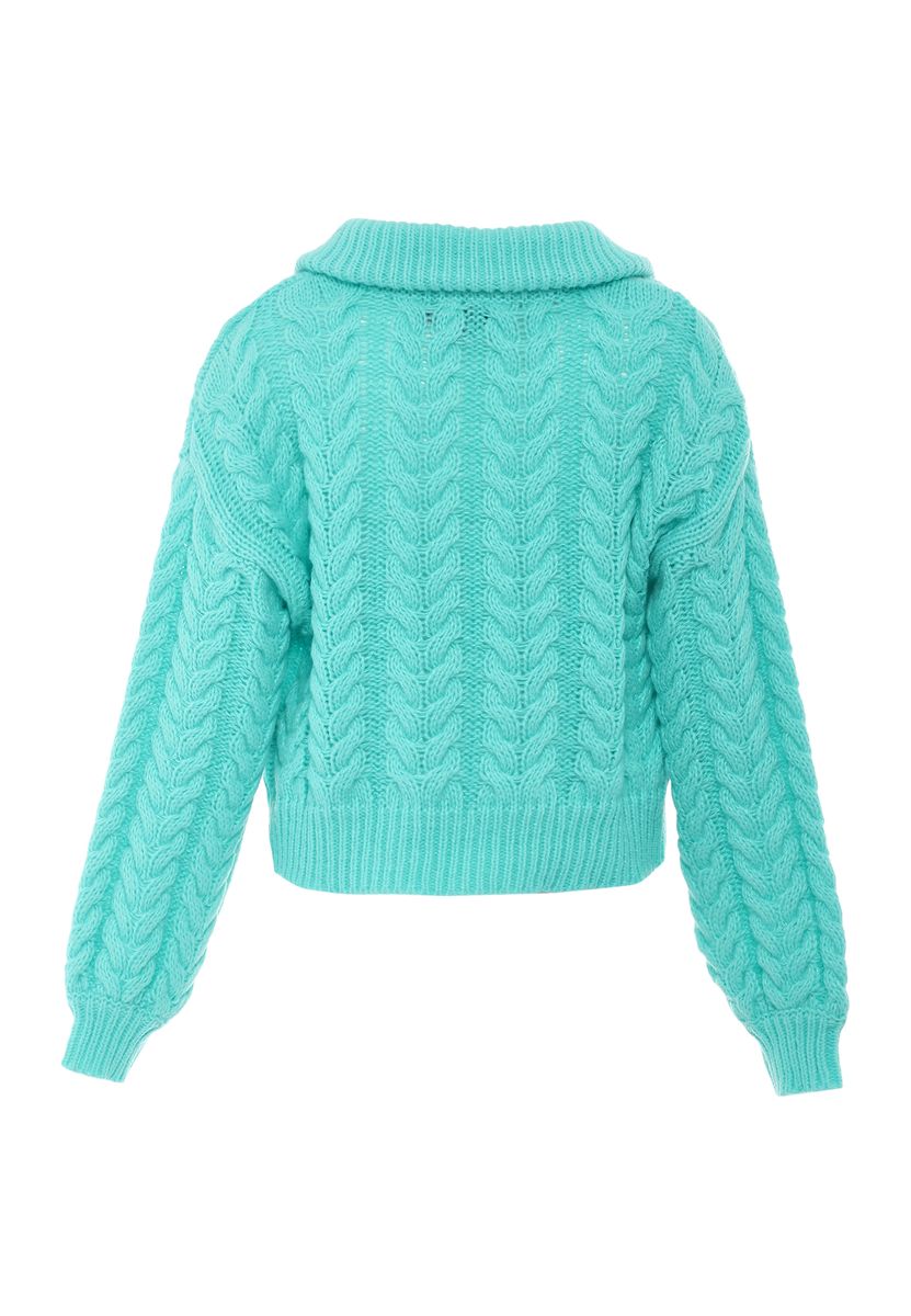 Zopfstrickjacke mit Zwei-Wege-Reißverschluss