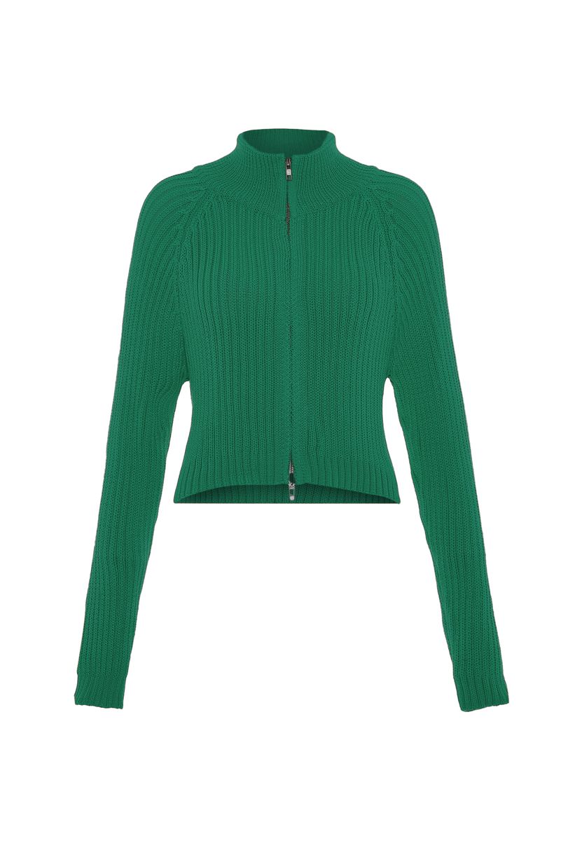 Grobgestrickte Zip-Strickjacke mit Raglanärmeln