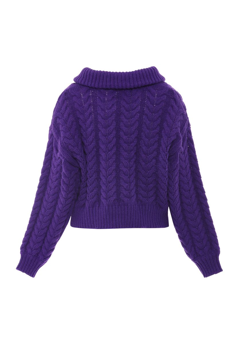 Zopfstrickjacke mit Reißverschluss