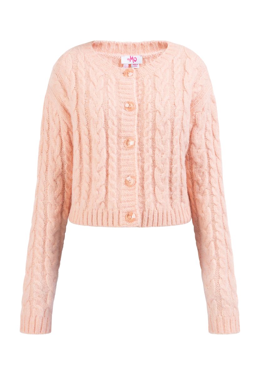 Kurze Strickjacke mit Zopfmuster