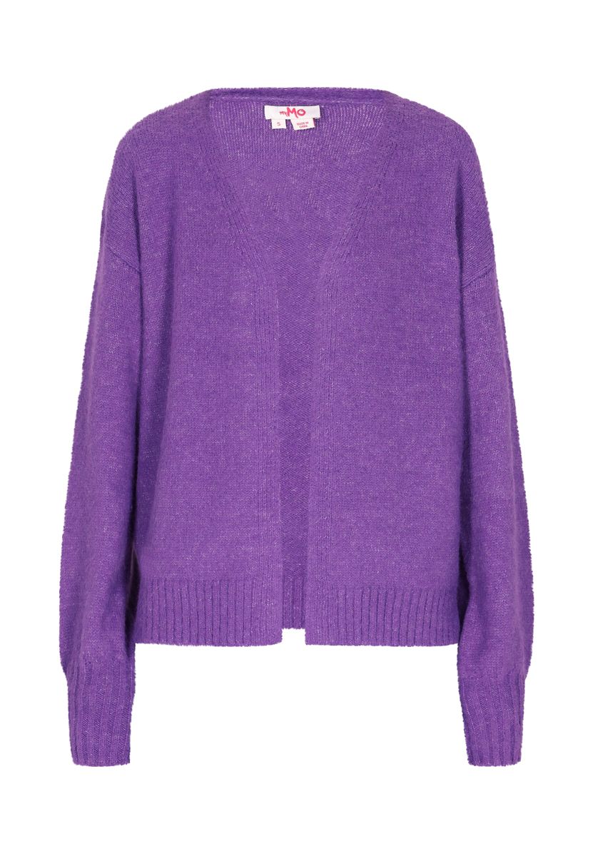 Weiche flauschige Strickjacke mit V-Ausschnitt