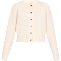 Kurze Strickjacke mit Herzknöpfen