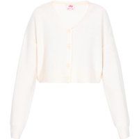Verkürzte Melange-Strickjacke mit V-Ausschnitt