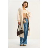 Oversize Flauschiger Strick-Midi-Cardigan