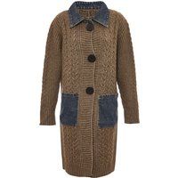 Zopfstrick-Cardigan mit Denim-Besatz