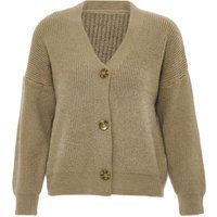 Gerippter V-Ausschnitt Strick-Cardigan