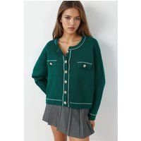 Cardigan mit Kontrastpaspelierung und Knöpfen