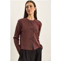 Strick-Cardigan mit Perlen-Schleifen