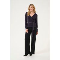 Schimmernde Regular Fit Wickelstrickjacke