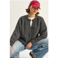 Dicker Rippstrick-Cardigan mit Knöpfen