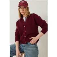 Gerippte Strickjacke mit Kragen