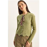 Strukturierte Strickjacke mit Wellensaum