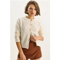 Strukturierter Rippstrick-Cardigan mit Pailletten