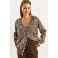 Strukturierter Melange-Cardigan in Oversize