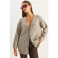 Strukturierter Oversized-Cardigan mit V-Ausschnitt