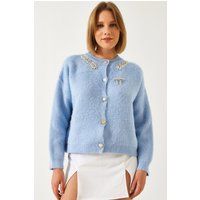Verzierter Rundhals-Strickcardigan