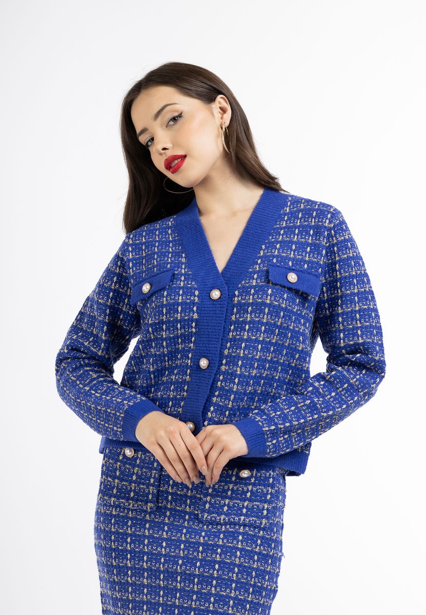 Eleganter Bouclé-Strick-Cardigan