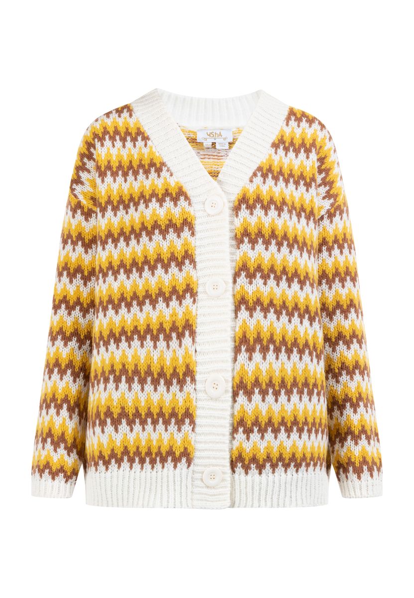 Retro-Strickjacke mit V-Ausschnitt