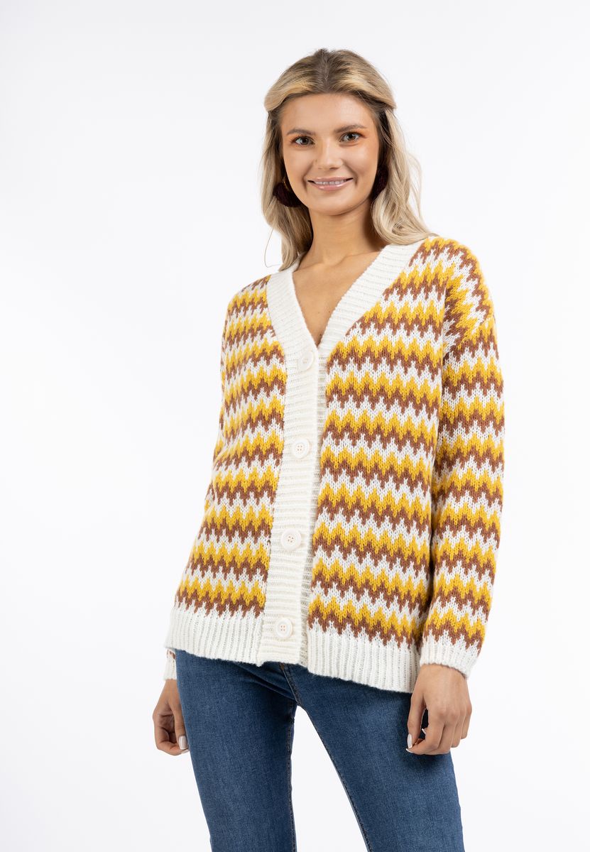 Retro-Strickjacke mit V-Ausschnitt