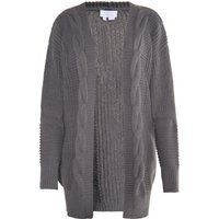 Langer Cardigan mit Zopfmuster
