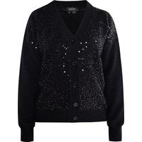 V-Ausschnitt Strickcardigan mit Paillettenbesatz
