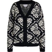 Intarsien-Strickcardigan mit V-Ausschnitt