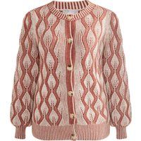 Elegante Strickjacke mit Blatt-Jacquard