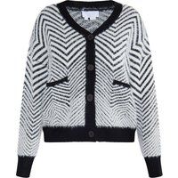 Flauschiger Cardigan mit Zickzackmuster