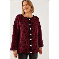 Oversized-Cardigan mit markantem Leopardenmuster