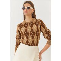 Klassischer Argyle-Strickpullover mit Rundhalsausschnitt