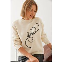 Bestickter 'Love' Herz-Strickpullover