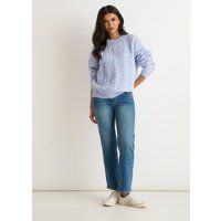 Klassischer Zopfstrickpullover mit Rundhalsausschnitt