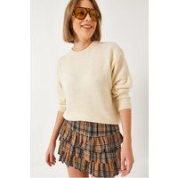 Locker geschnittener Strickpullover mit Rundhalsausschnitt