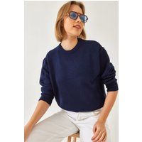 Relaxed Fit Rundhals-Strickpullover