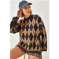 Oversized Strickpullover mit Argyle-Muster