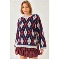 Oversized-Strickpullover mit Rautenmuster