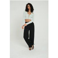 Gerippter Cropped Cardigan mit Cut-outs