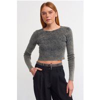 Geripptes Crop-Top mit Rundhalsausschnitt