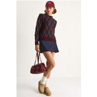 Klassischer Argyle-Strickpullover mit Rundhals