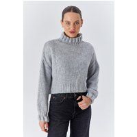 Strukturierter Kurzpullover mit Rollkragen