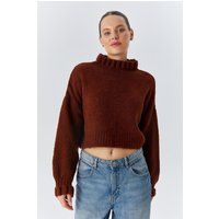 Strukturierter grob gestrickter Crop-Pullover
