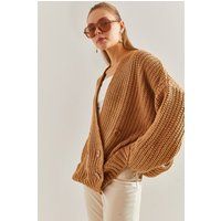 Grobstrick-Cardigan mit Doppelknopfleiste