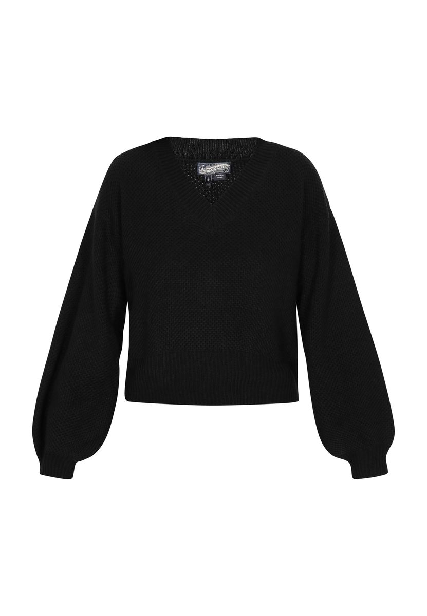 Strukturierter V-Ausschnitt Strickpullover