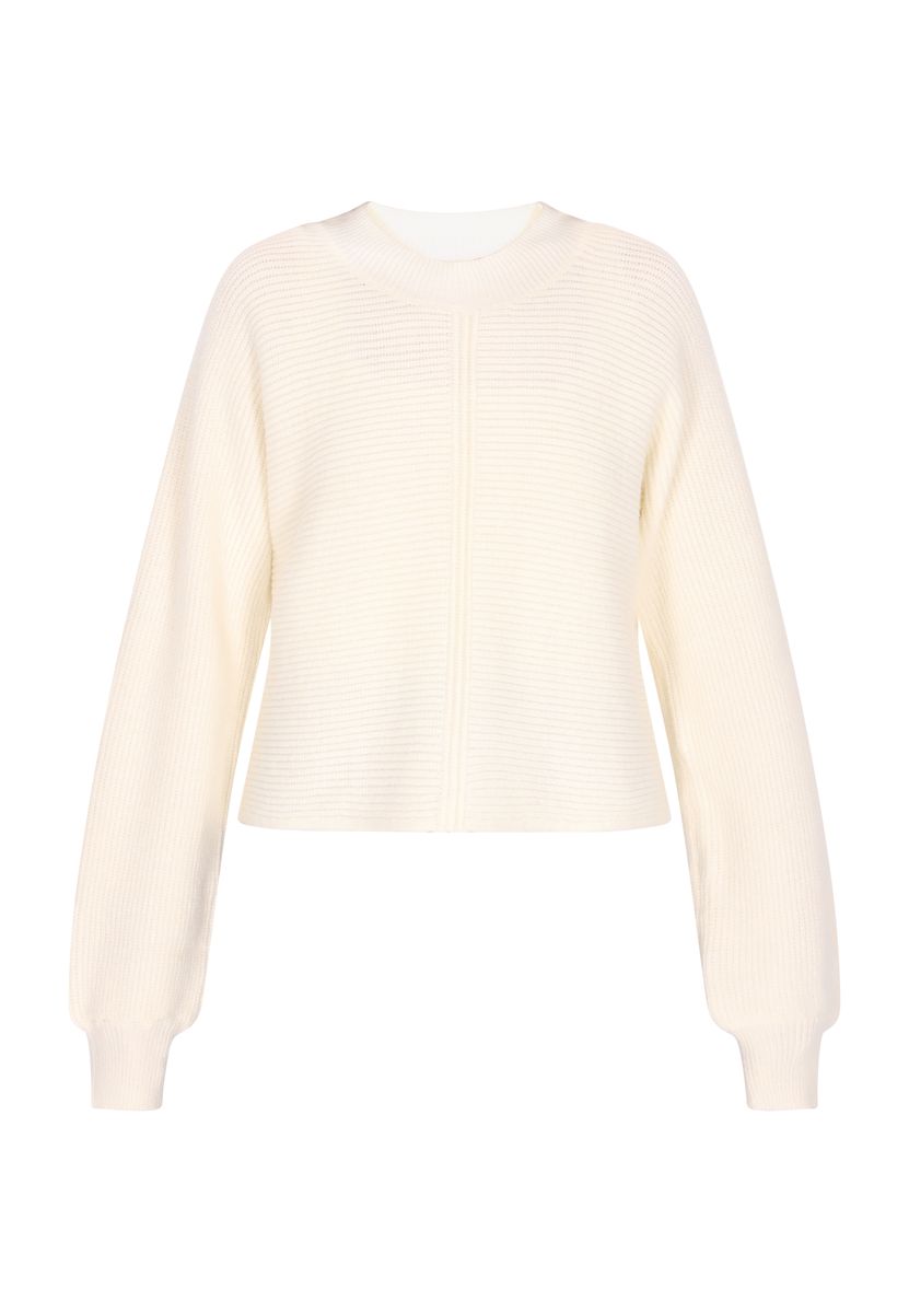 Gerippter Kurzpullover mit Mittelnaht